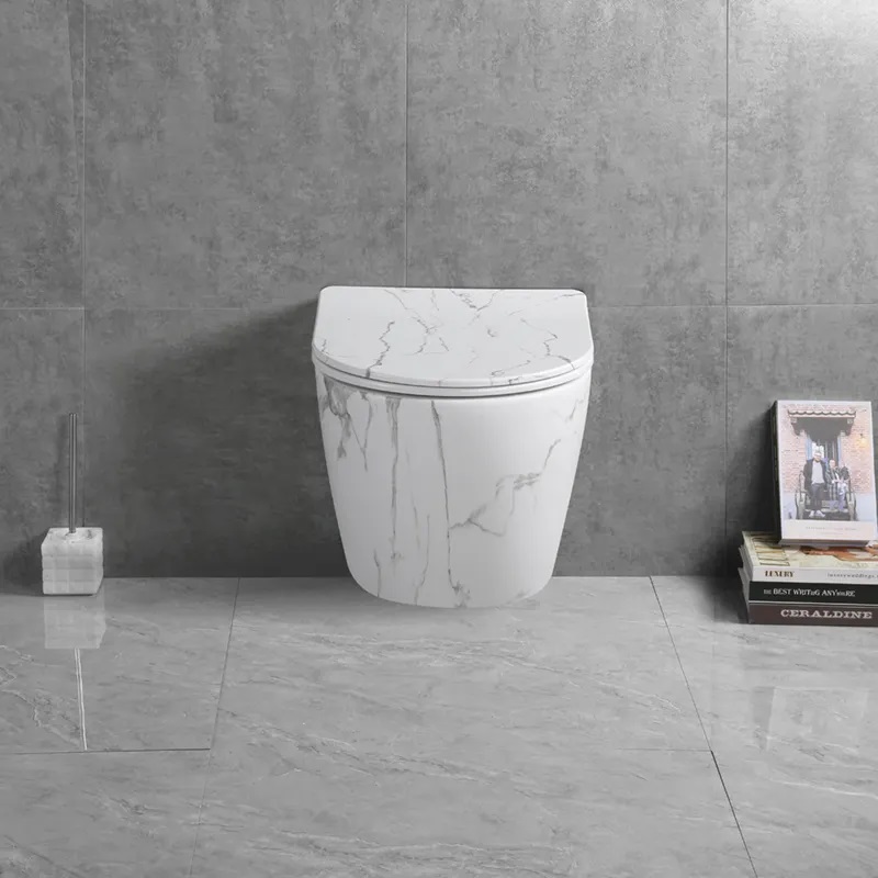 Унитаз SELLA Aria Tornado MMW подвесной безободковый белый мрамор матовый со смывом торнадо Ceruttispa CT9532 (490х370х370)