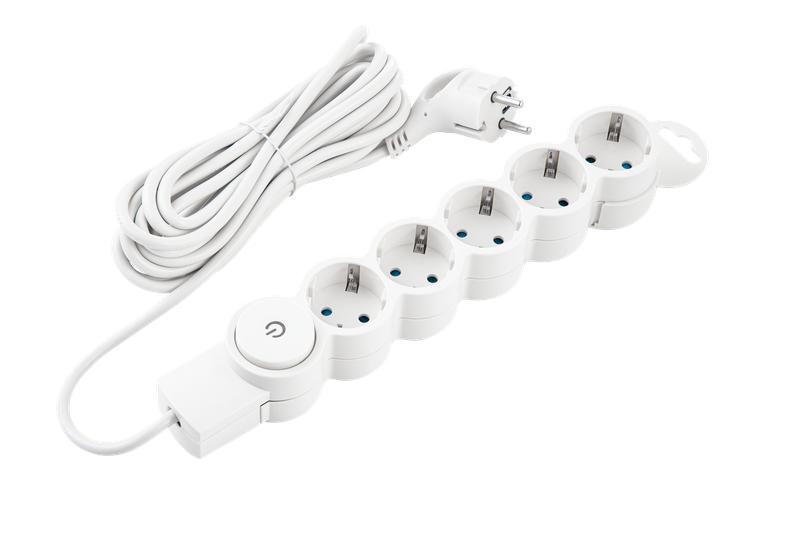 Фильтр сетевой 5х5м с/з со шторками с выкл. 2200Вт 10А бел. Duwi 32577 2