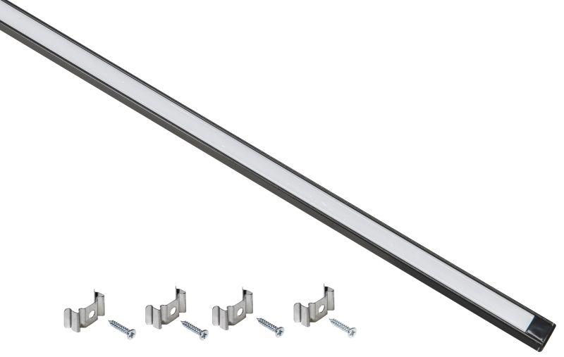 Профиль для LED ленты 1607 прямоугольный компл. аксессуаров алюм. опал черн. (дл.2м) IEK LSADD1607-SET1-2-N1-1-K02