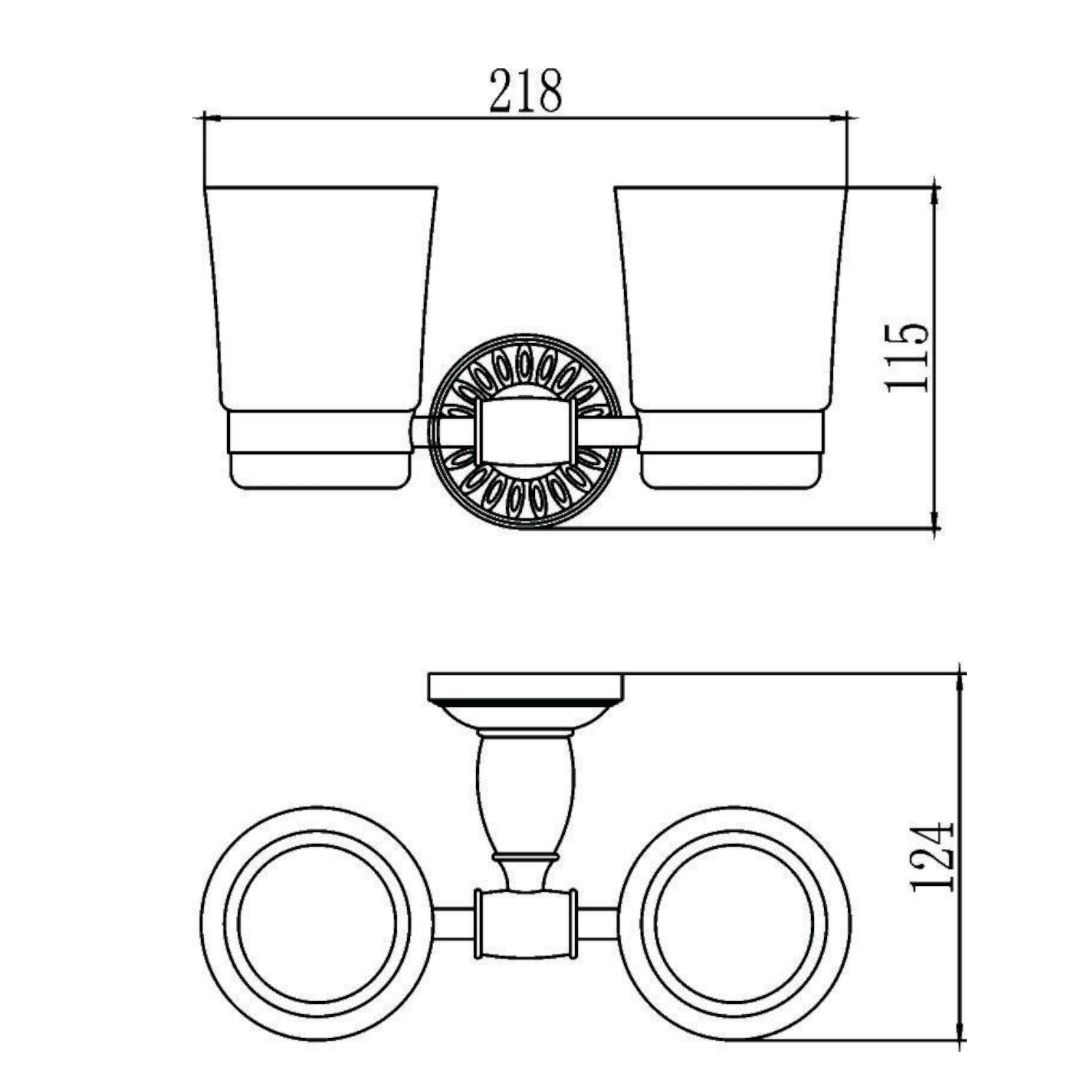 Стакан для ванной комнаты двойной Savol S-006668C, бронза