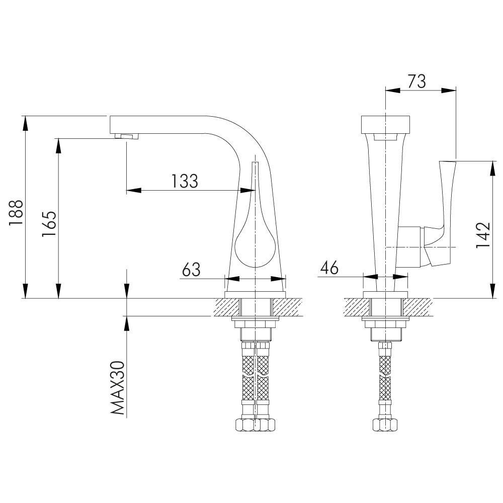 Смеситель для раковины Rossinka RS34 (RS34-12U)