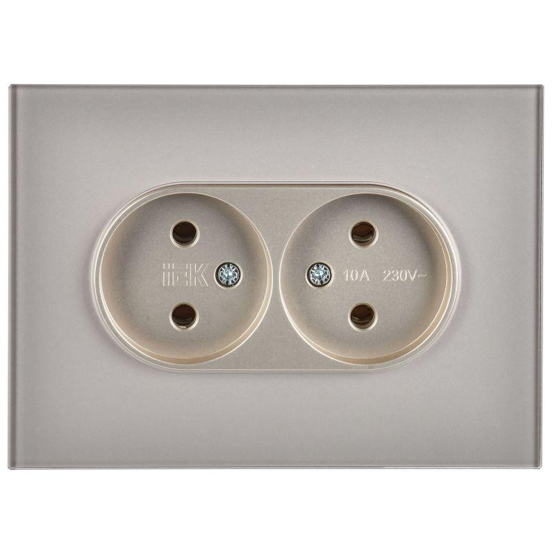 Розетка 2-м SKANDY 10А без заземл. без защ. шторок для плоской вилки SK-R03Sh шампань IEK SK-R20-10-K37
