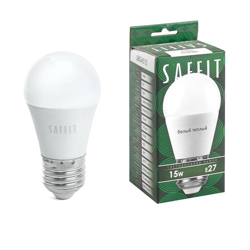 Лампа светодиодная 15Вт 230В E27 2700К G45 SBG4515 SAFFIT 55212