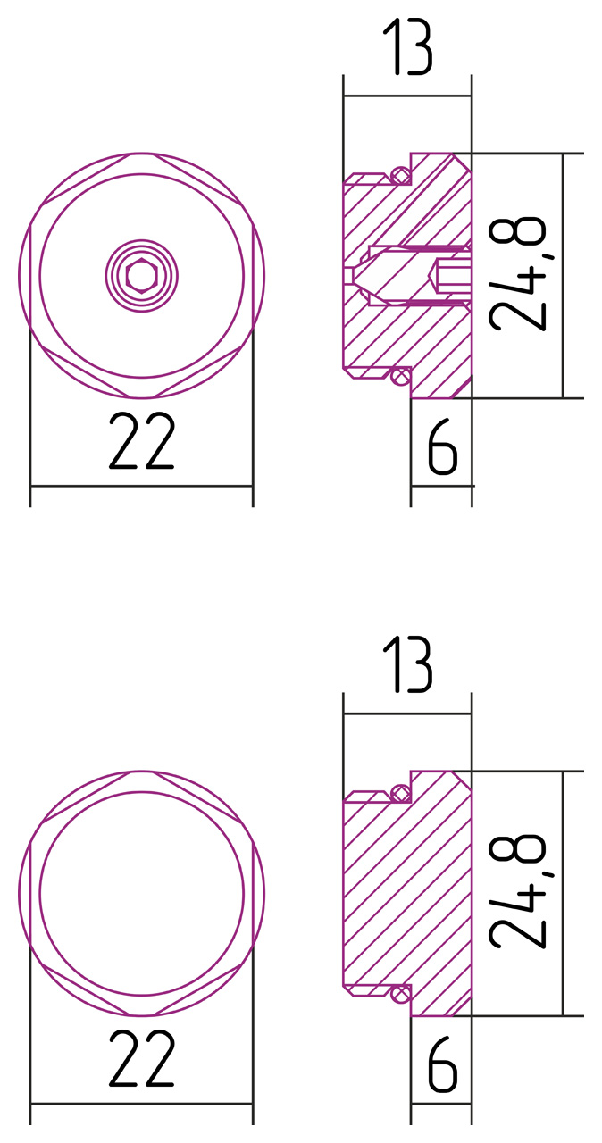 Спускной клапан "СУНЕРЖА" / Заглушка "СУНЕРЖА" d 25 мм / G 1/2" НР / 2 шт (Тёмный титан муар) 15-1201-0000