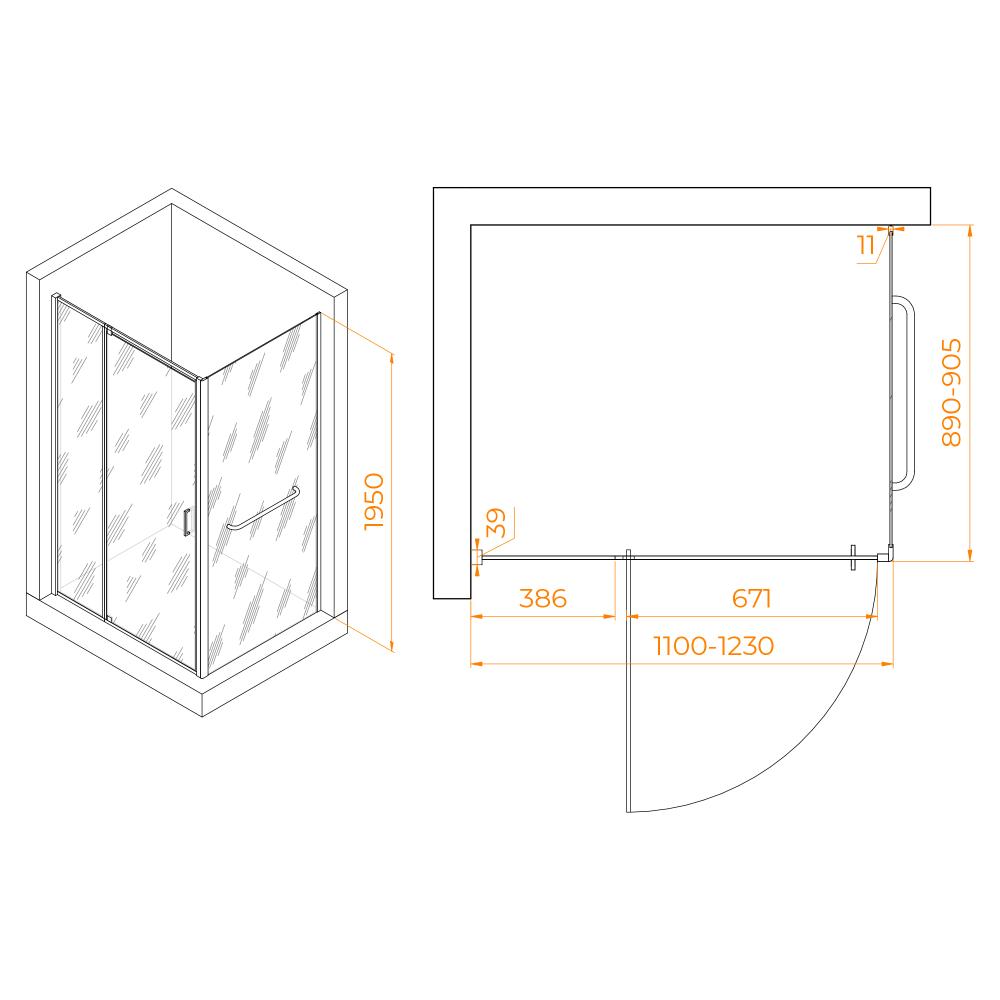 Душевой уголок RGW PA-078-1 (RGW PA-008 + Z-060-2), 3508078119-11