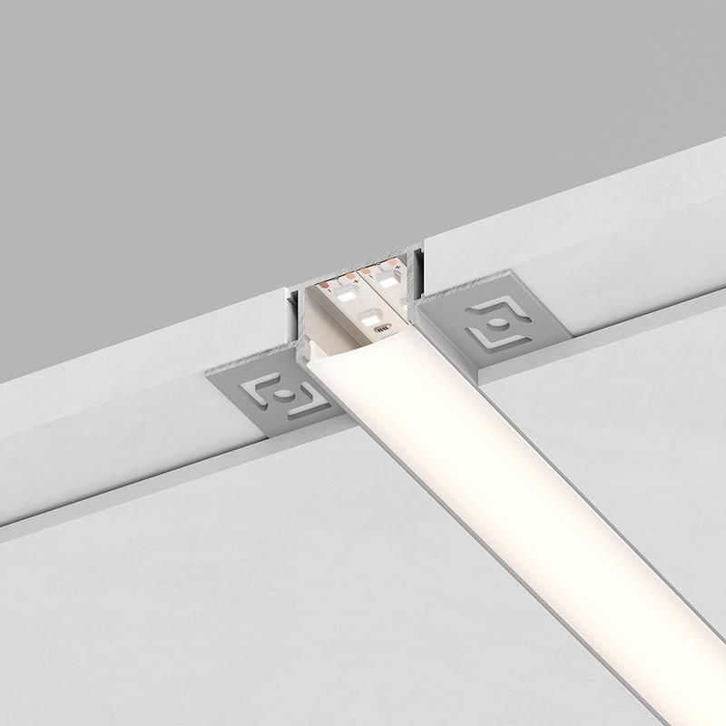 Профиль алюминиевый CAB254 61х14 встраиваемый скрытый серебр. 2м (в комплекте 2 заглушки) FERON 10362