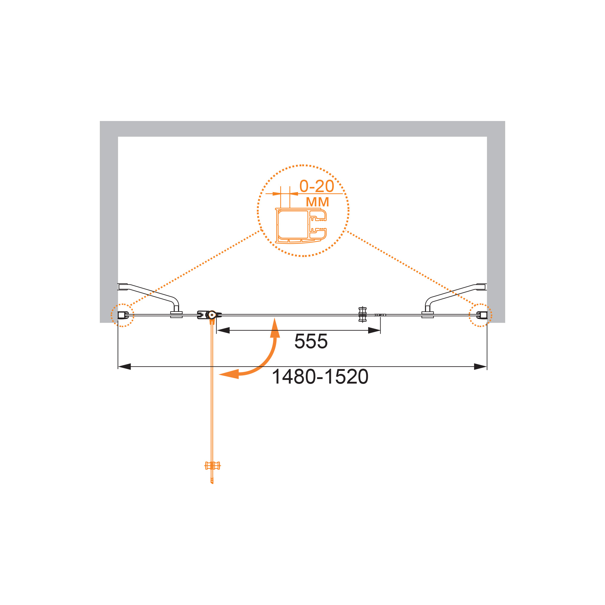 Душевая дверь CEZARES ELENA-W-B-13-30+60/60-P-Cr-L