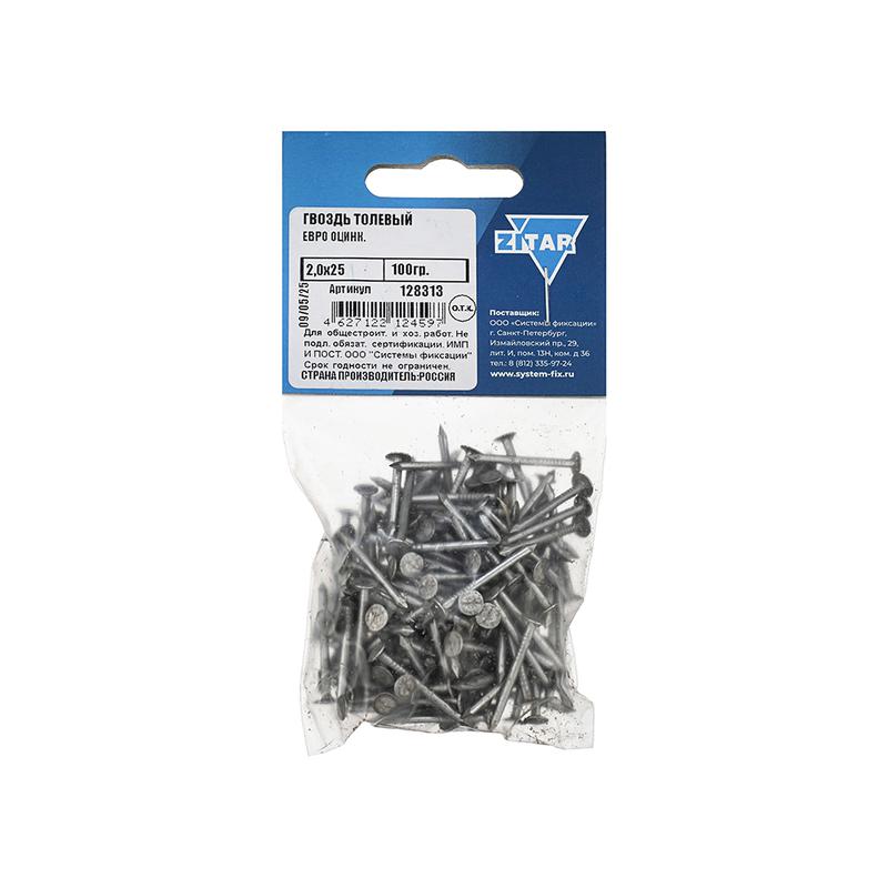 Гвоздь толевый евро 2х25 оцинк. (уп.0.1кг) Tech-Krep/Zitar 128313