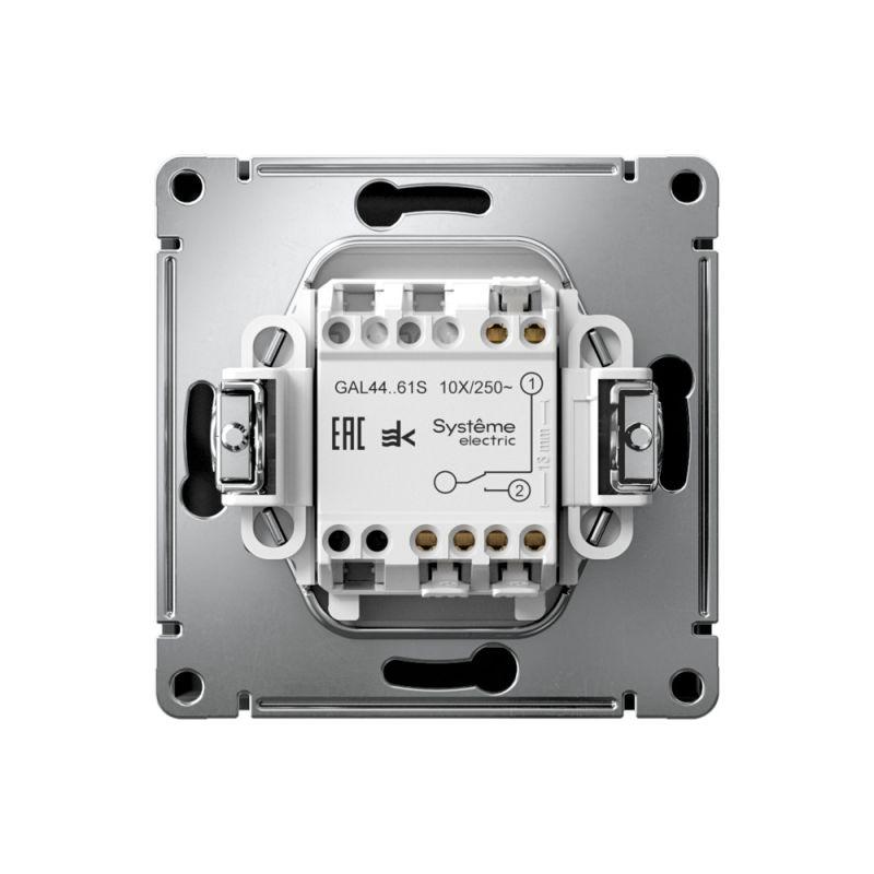 Переключатель 1-кл. ArtGallery IP44 10AX быстрозажим. клем. механизм карбон SE GAL441061S