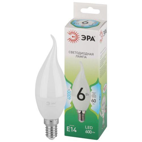 Лампа светодиодная GREEN LINE BXS-6W-840-E14 GL 6Вт свеча на ветру 4000К яркий свет бел. E14 Эра Б0067131