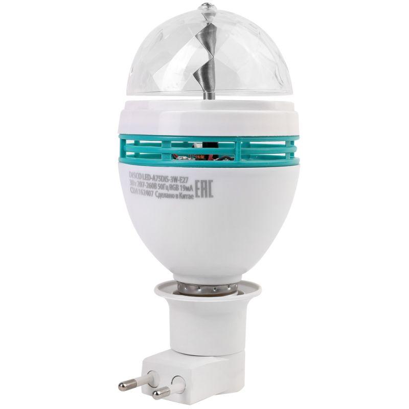 Лампа светодиодная DISCO 3Вт Е27 RGB 220-240В LED-A75DIS-3W-E27 Ergolux 14541