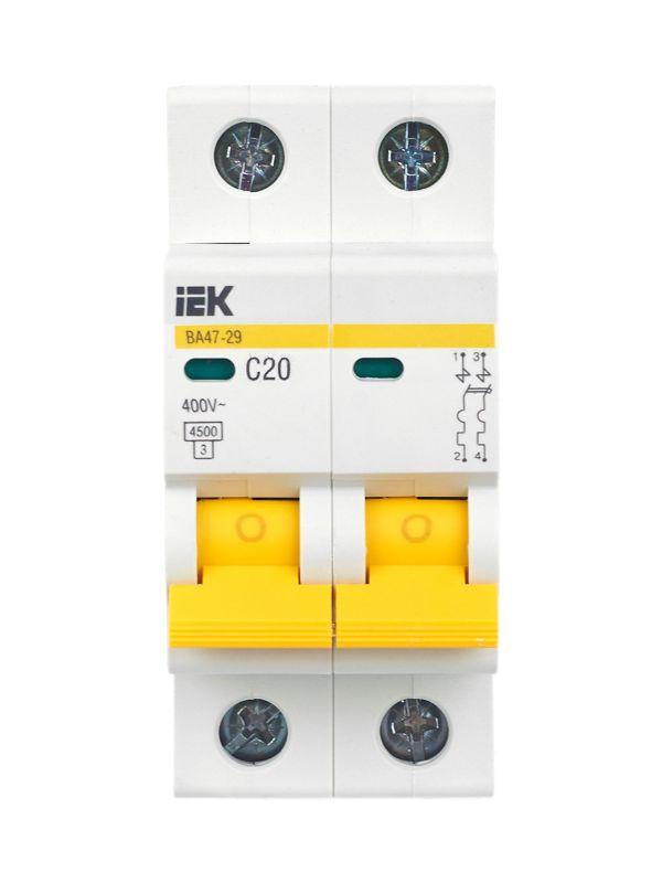 Выключатель автоматический модульный 2п C 20А 4.5кА ВА47-29 KARAT IEK MVA20-2-020-C