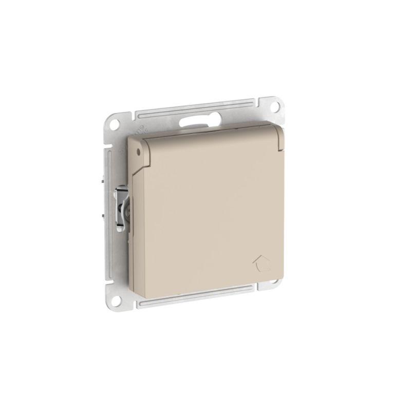 Розетка AtlasDesign 16А IP20 с заземл. защ. шторки с крышкой быстрозажим. клем. механизм песочн. SE ATN001246S