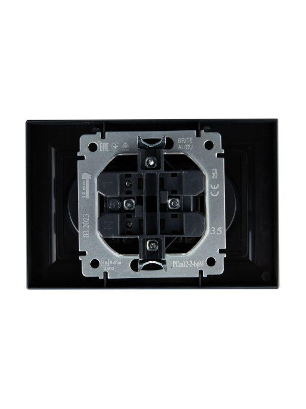 Розетка 2-м СП BRITE РСш12-2-БрМ 10А в сборе без заземл. защ. шторки маренго IEK BR-R23-10-K35-F