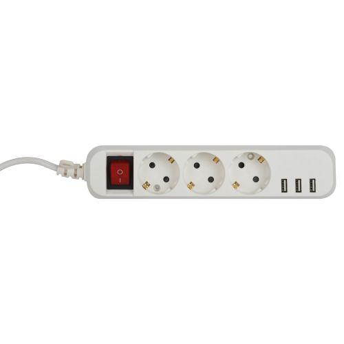 Удлинитель 3х1.5м с заземл. +3xUSBA 10А с выкл. U-3es-1.5m-USB Эра Б0052900