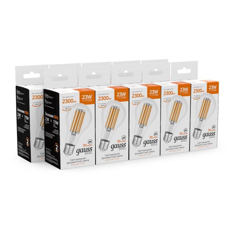 Лампа светодиодная филаментная Basic Filament А70 23Вт 2700К Е27 2300лм GAUSS 40712132