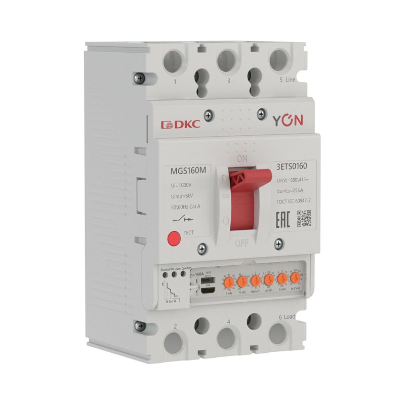 Выключатель автоматический в литом корпусе MGS160M 3P 63-160А 25кА с электронным расцепителем ETS YON MGS160M-3ETS0160