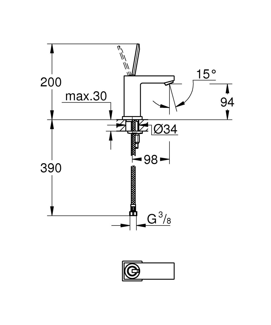 Смеситель Grohe Eurocube Joy 23656000 для раковины