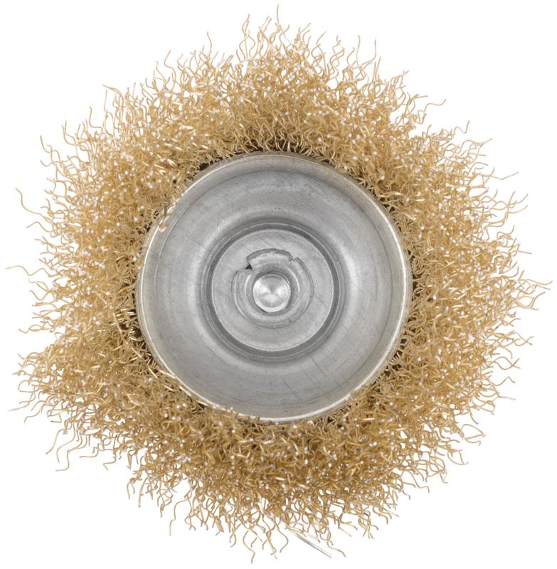 Корщетка чашечная со шпилькой стальная латунированная волнистая проволока 65мм КУРС 38467