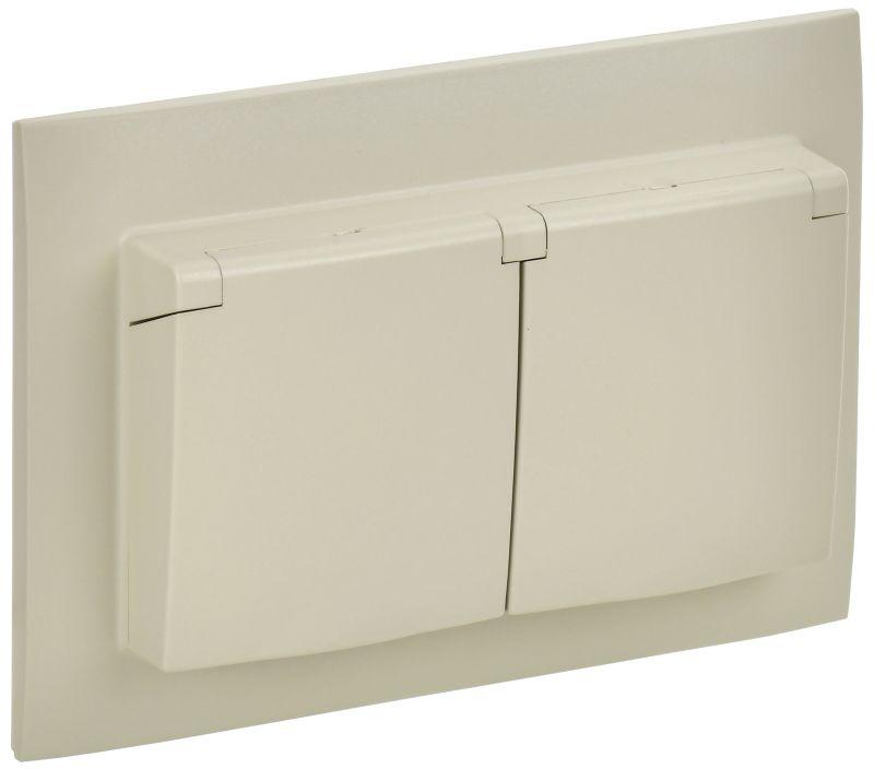 Розетка 2-м SKANDY 16А IP44 с крышкой в сборе SK-R12B беж. IEK SK-R26-16-44-K10-F