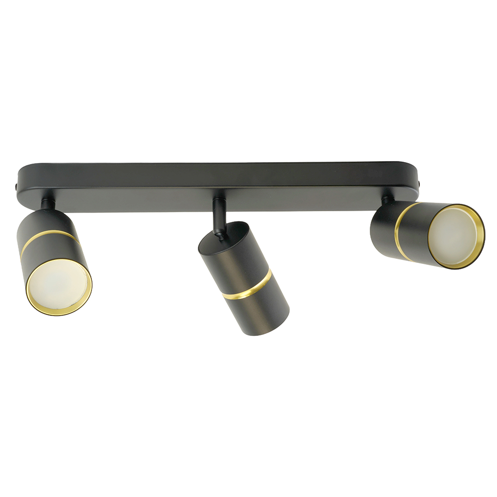 Светильник ДБО 3хGU10 без ламп наклонный черный золото
