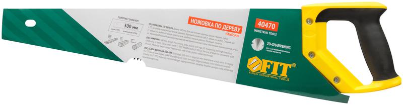 Ножовка по дереву крупный кален.зуб 5 ТPI с запилом 7 ТPI 2D заточка пласт.прорезинен.ручка 500мм FIT 40470