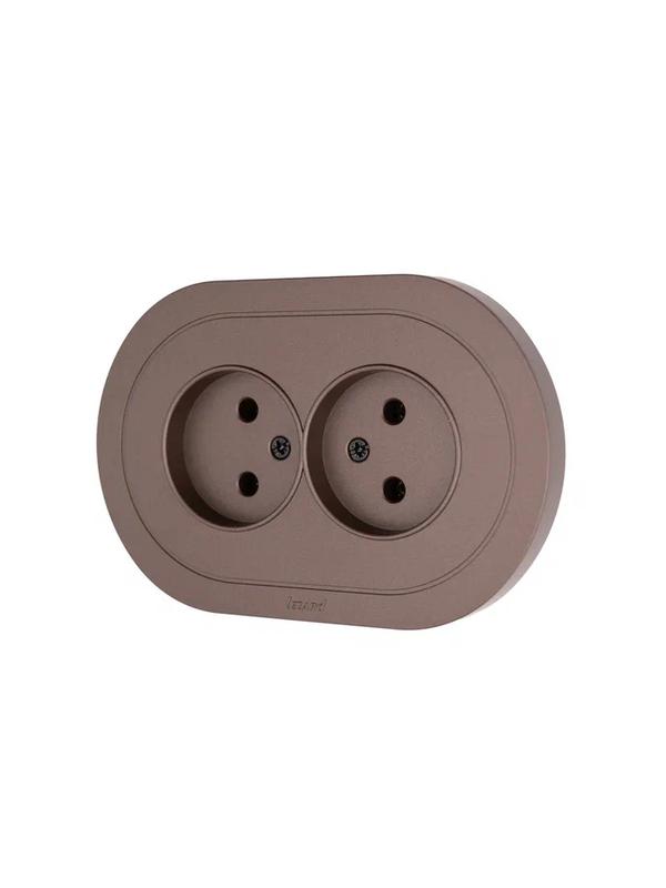 Розетка 2-м СП OSEN без заземл. ПБТ круглая механизм шоколад LEZARD 744-7300-128B
