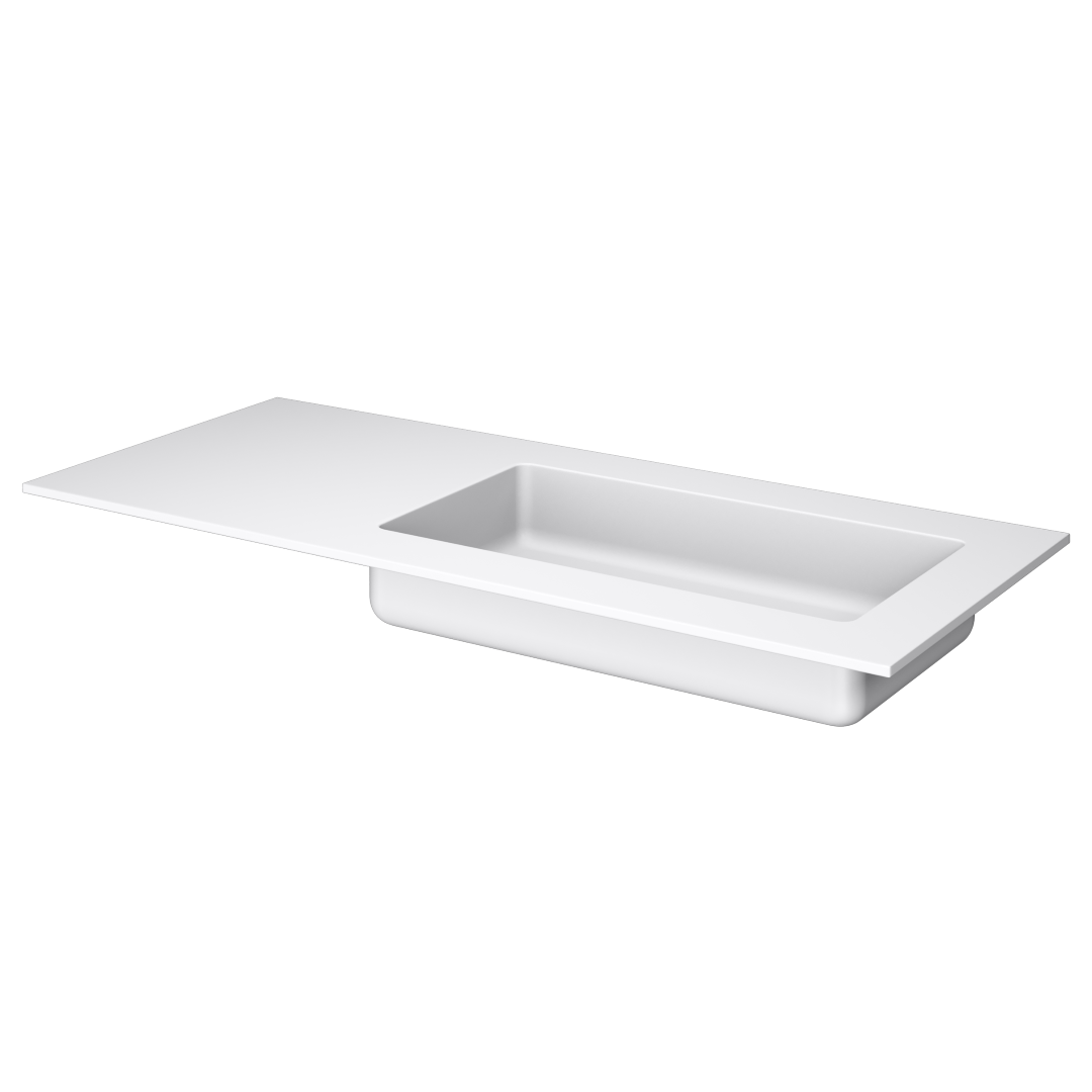 QUATRO 120 раковина-моноблок WHITE (чаша справа) 1210*52*12 акрил