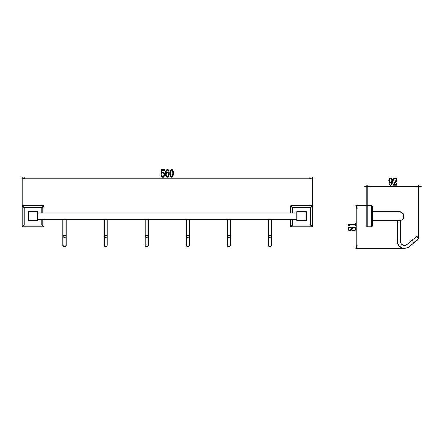 Планка с крючками Savol S-009576, хром