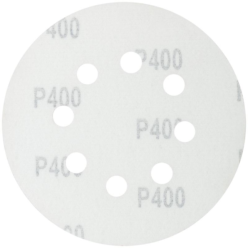 Круг шлифовальные с отверстиями (липучка) алюминий-оксидные 125мм Р 400 (уп.5шт) MOS 39841М