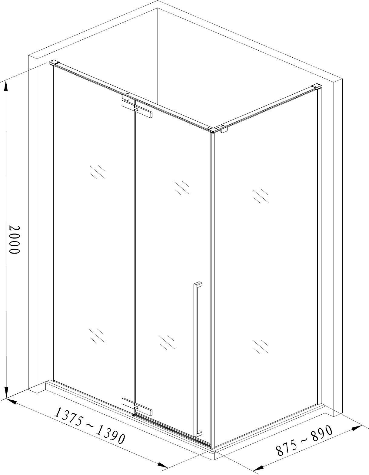 Душевой уголок Aquanet Ideal AE-AXC94MB-S-B 1400x900, прозрачное стекло