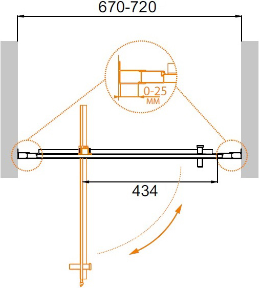 Душевая дверь CEZARES MOLVENO-BA-1-70-C-Cr-IV