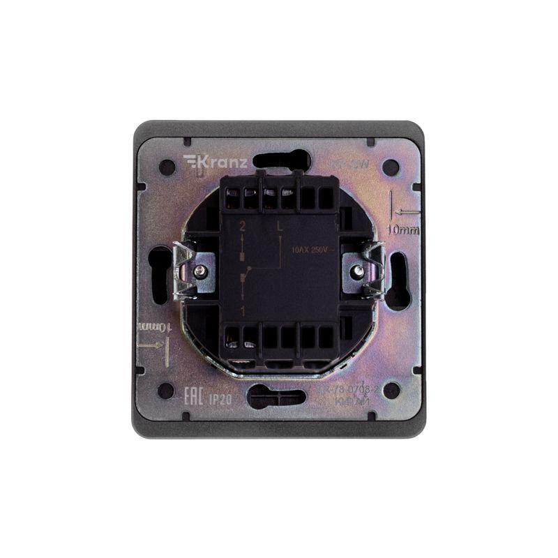 Выключатель проходной (переключатель) 1-кл. СП ROUND MIELE 10А титан Kranz KR-78-0708-2