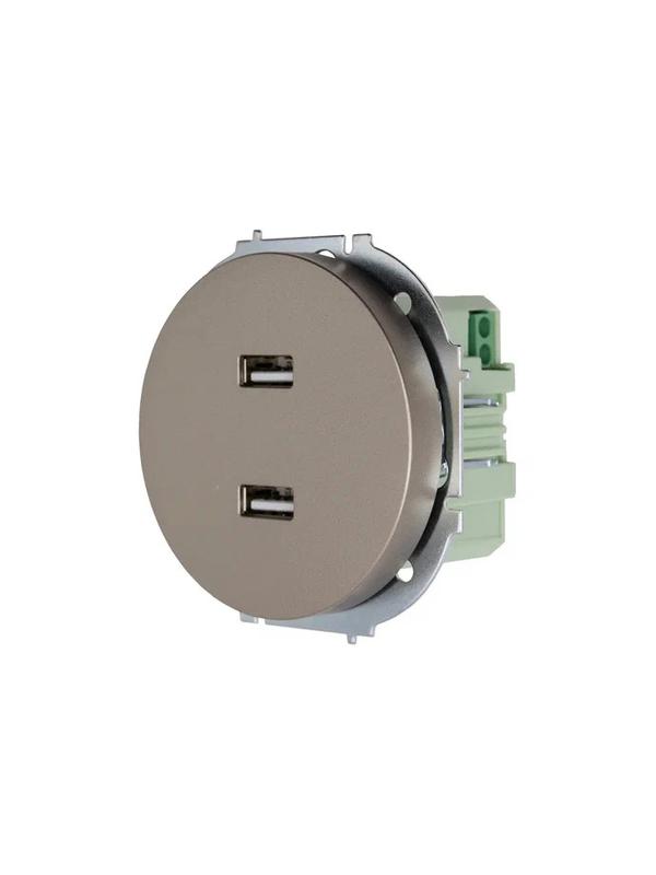 Розетка 2-м СП OSEN USB разъем механизм титан LEZARD 743-3788-192