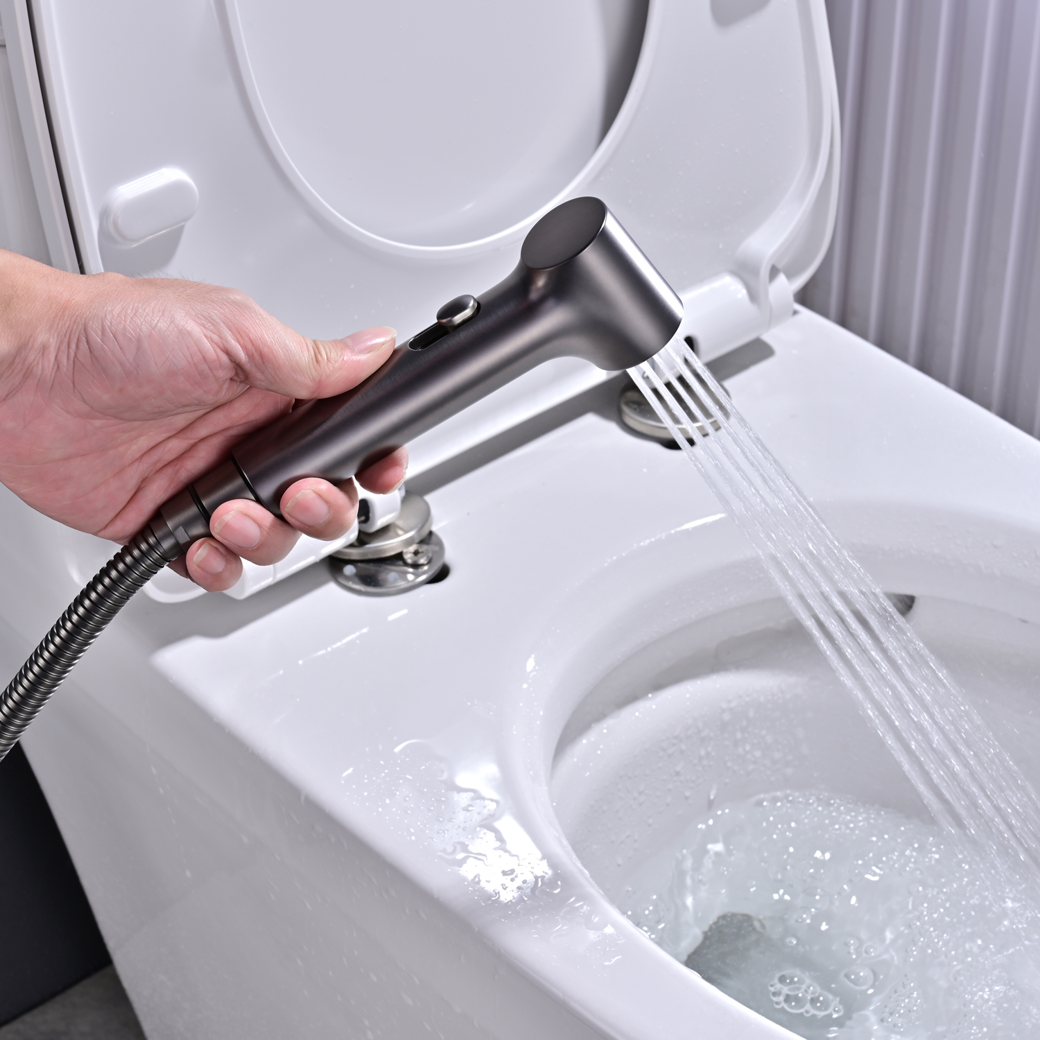 Гигиенический душ со смесителем Rose R235T, оружейная сталь