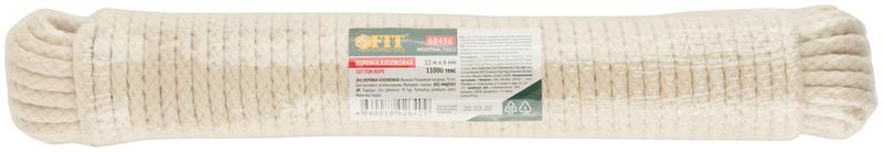 Веревка хлопковая вязаная 11000 текс 6ммх15м р/н=70кгс FIT 68456