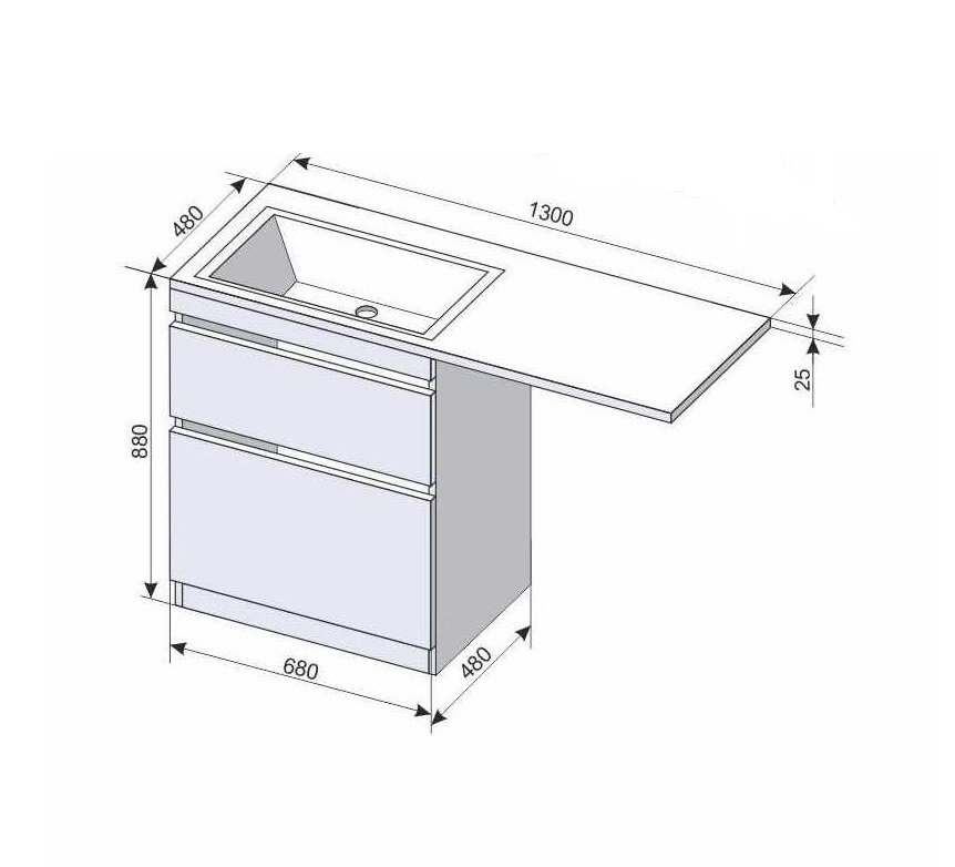 Тумба напольная "Даллас 130", Люкс белая, PLUS