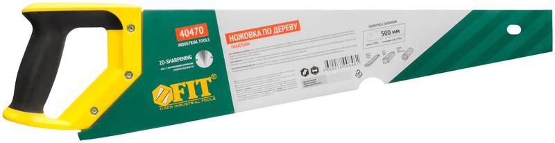 Ножовка по дереву крупный кален.зуб 5 ТPI с запилом 7 ТPI 2D заточка пласт.прорезинен.ручка 500мм FIT 40470