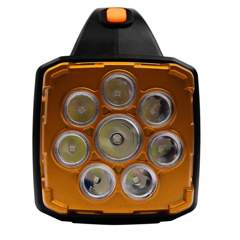 Фонарь аккумуляторный LED38100 76LED+4COB 4 реж. Type-C PowerBank пластик коробка черн./охра Ultraflash 15950