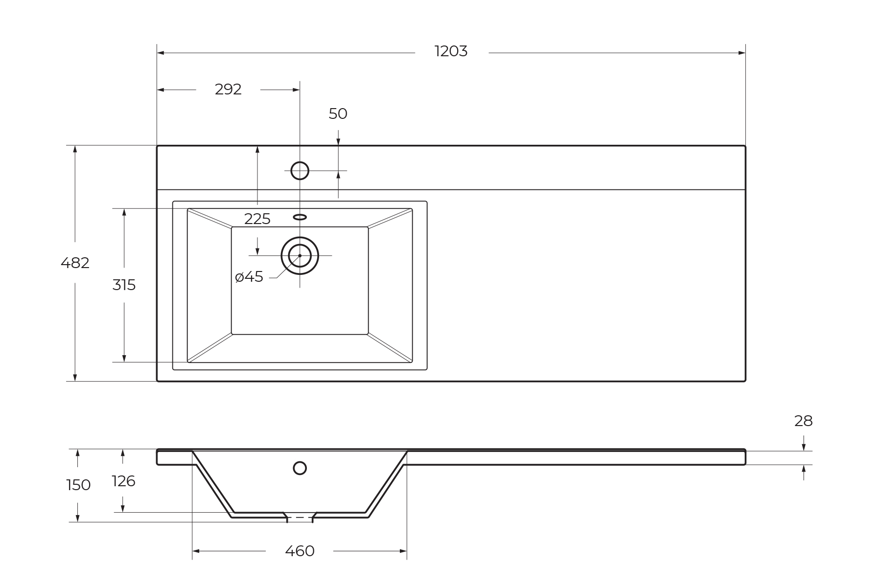 Раковина из литьевого мрамора BelBagno BB1200/480-LV-MR-L