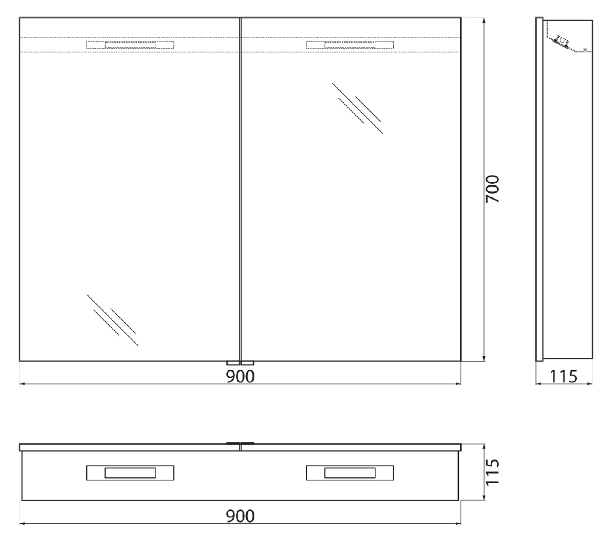 Зеркало-шкаф BelBagno SPC-2A-DL-BL-900