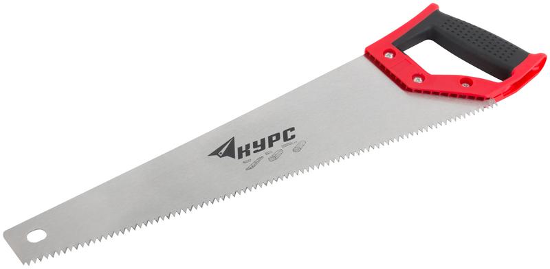 Ножовка по дереву 450мм крупный каленый зуб 5 ТPI 2D заточка пластик. прорезиненная ручка КУРС 40339