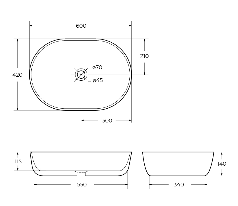 Накладная раковина BelBagno BB1084-H316