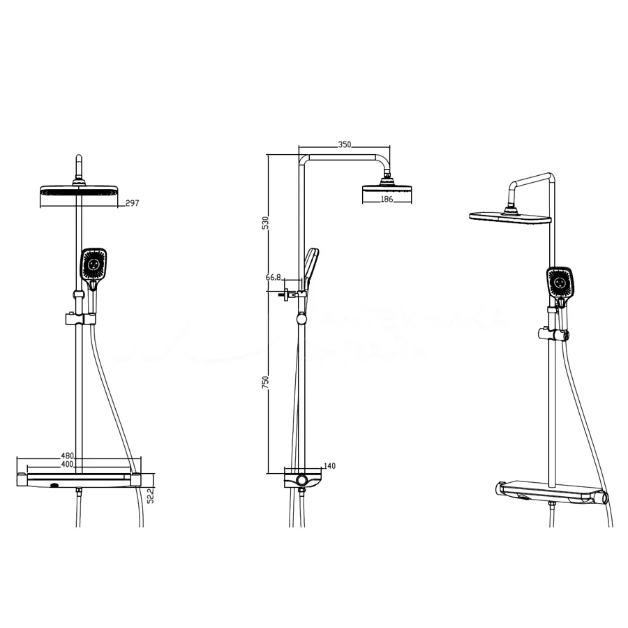 Душевая система Savol SK-H3445H, черный
