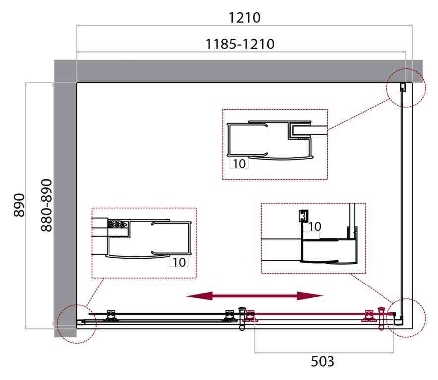 Душевой уголок BelBagno UNO-195-AH-1-120/90-P-Cr