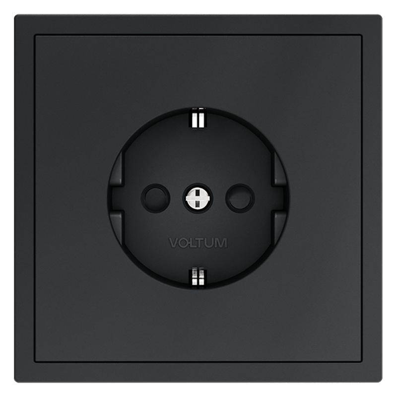 Розетка 1-м СП S70 16А с заземл. защ. шторки механизм графит Voltum VLS040207