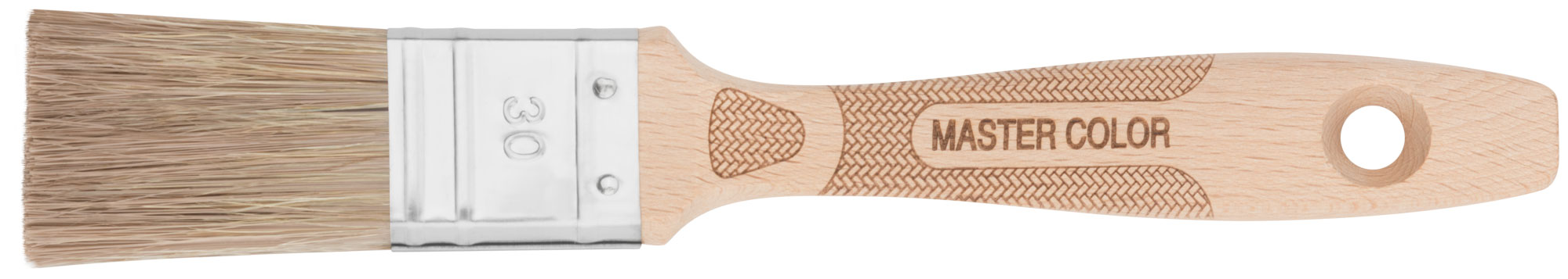 Кисть флейцевая, толщ. 14,4 мм, 70% ПЭT/30% нат.щетина, нерж. обжим., буковая ручка, ширина 30 мм