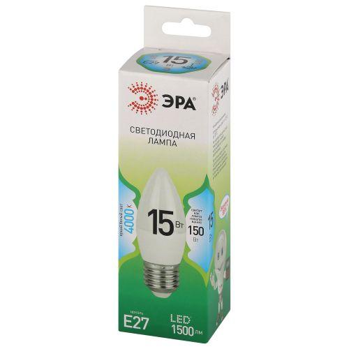Лампа светодиодная GREEN LINE B35-15W-840-E27 GL 15Вт свеча 4000К яркий свет бел. E27 Эра Б0067115