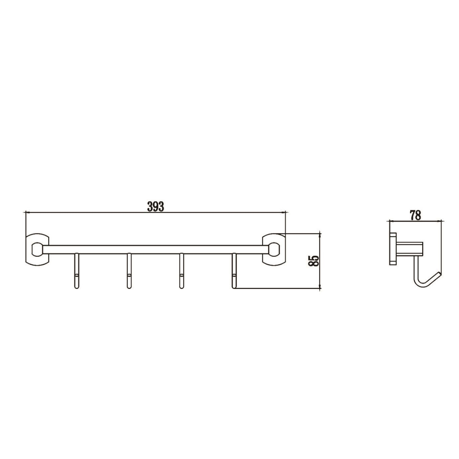 Планка с крючками Savol S-009974, хром
