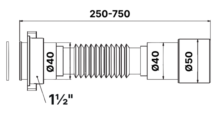 Гофра Bettoserb для раковины/мойки 1 1/2" - 40/50мм